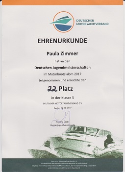 Urkunde Paula 2017 Urkunde Paula 2017